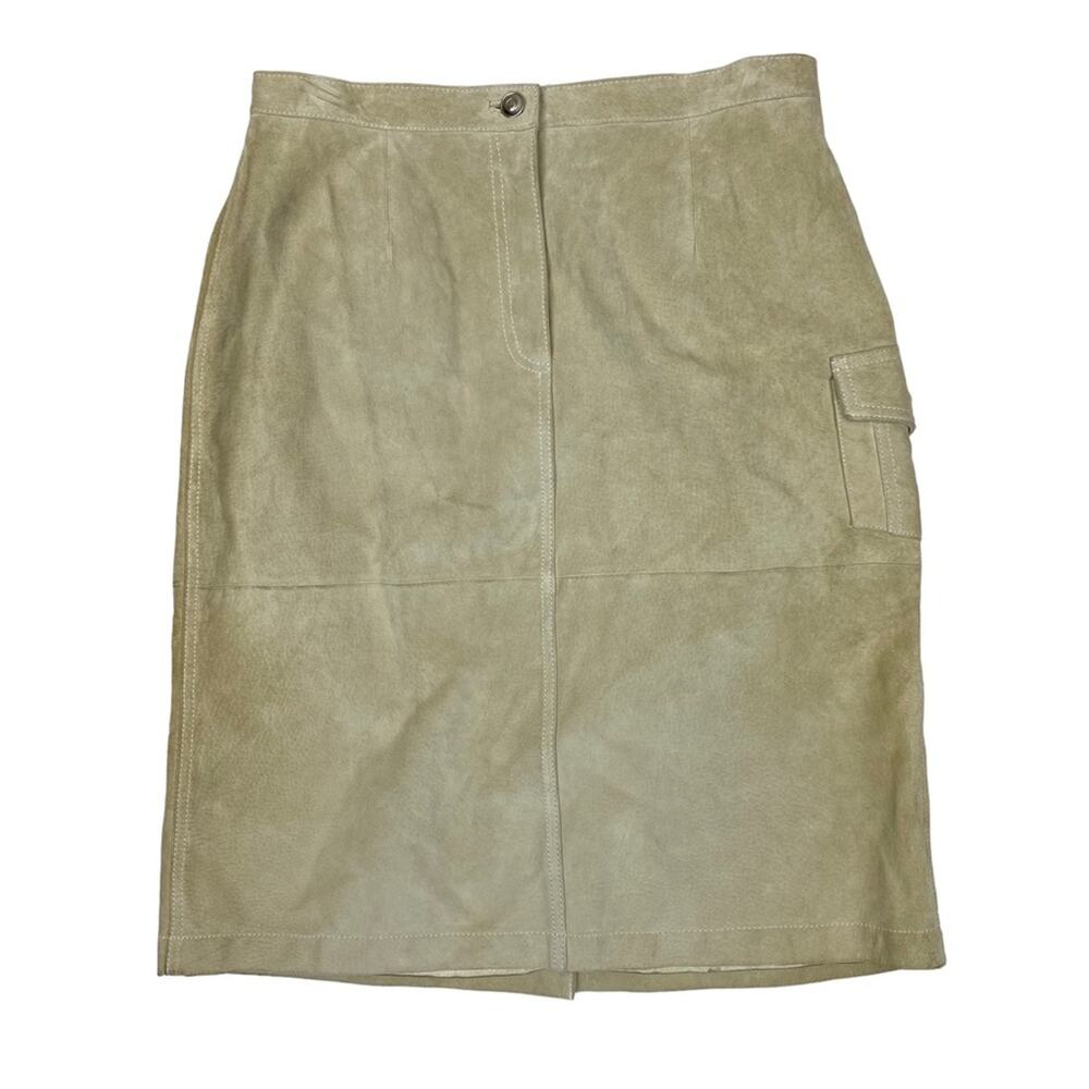 Terry Lewis Womens Suede Cargo Midi Skirt Size 12